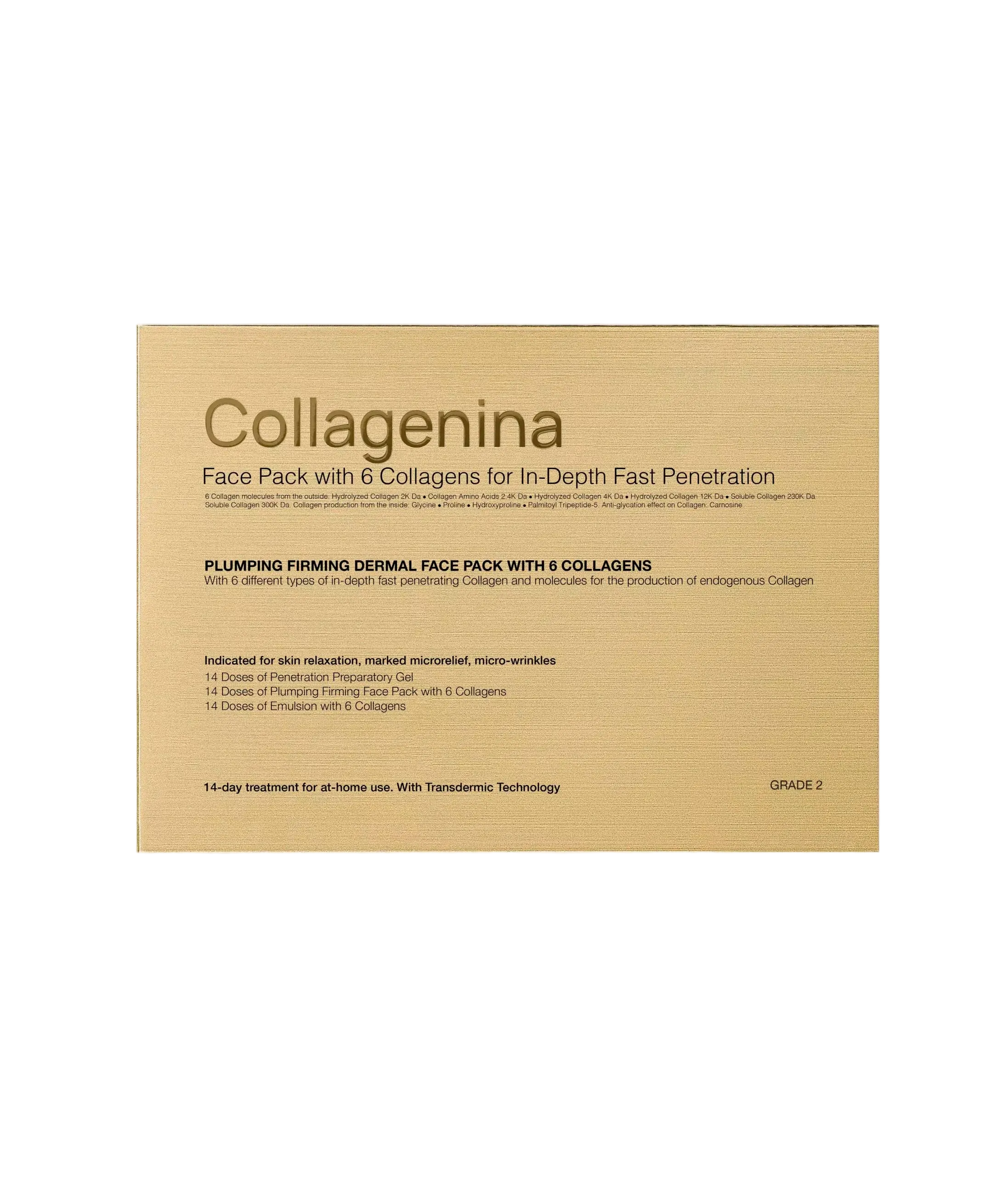 Collagenina nostiprinoša sejas maska ādas tvirtumam ar 6 veidu kolagēniem