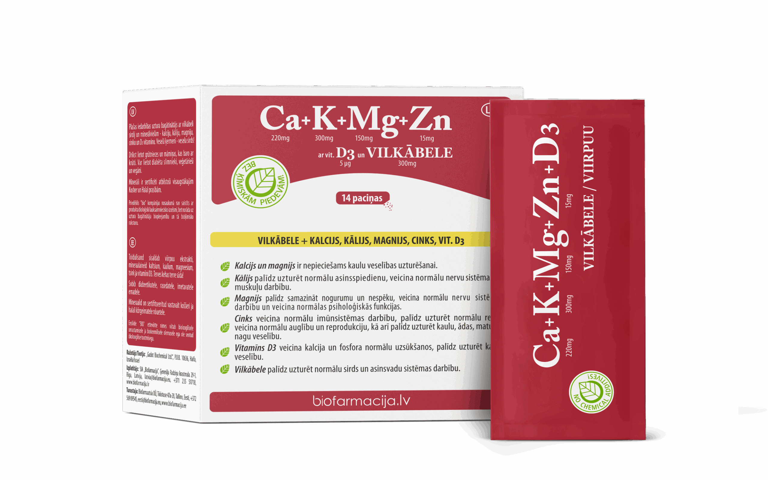 Ca+K+Mg+Zn ar vit.D3 un VILKĀBELE, N14 biofarmacija