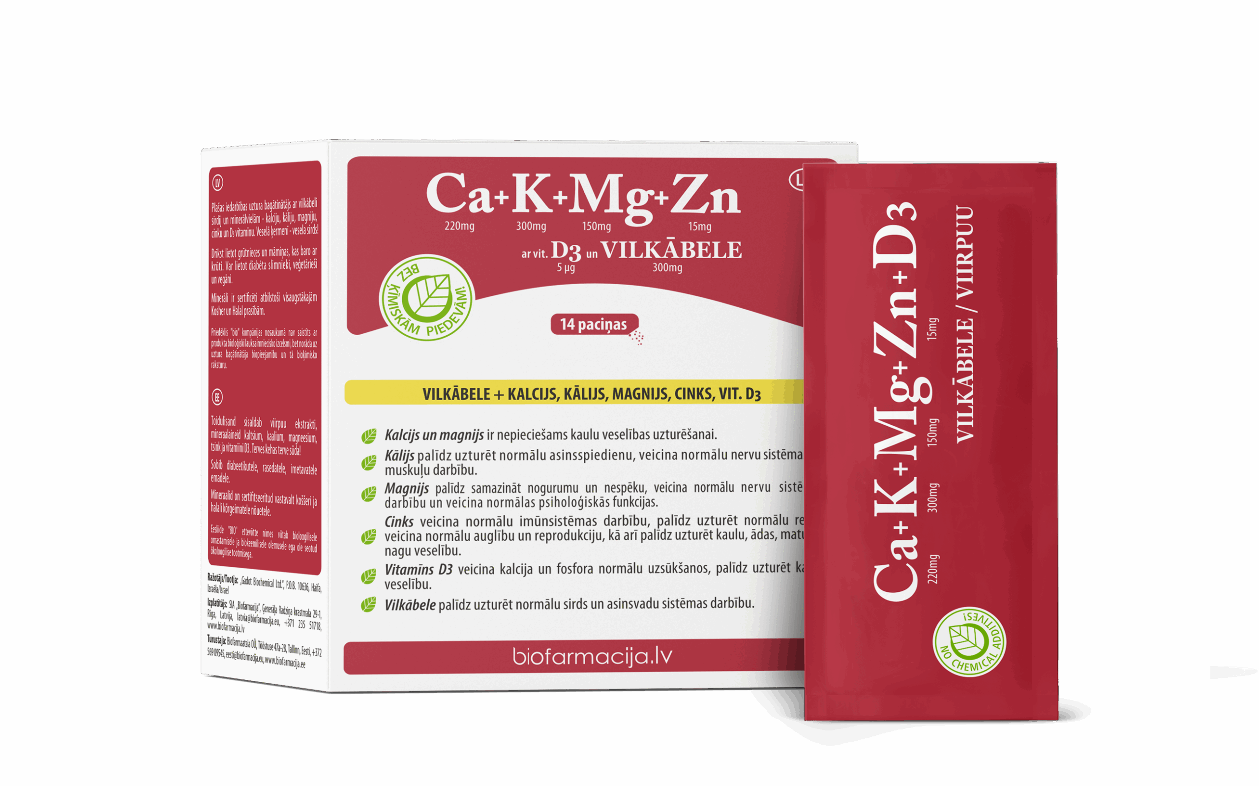 Ca+K+Mg+Zn ar vit.D3 un VILKĀBELE, N14 biofarmacija