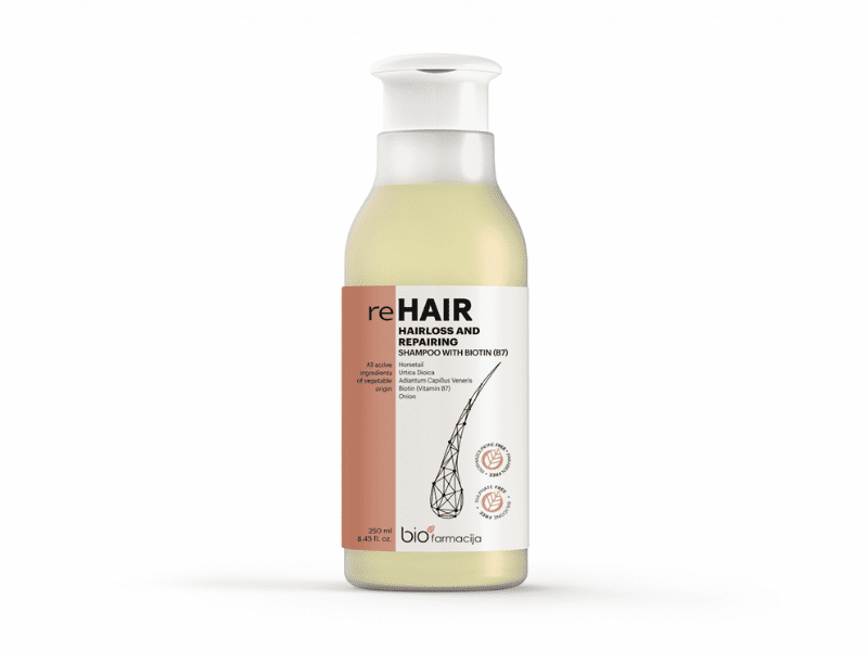 reHAIR восстанавливающий шампунь с биотином (B7) против выпадения волос, 250 мл