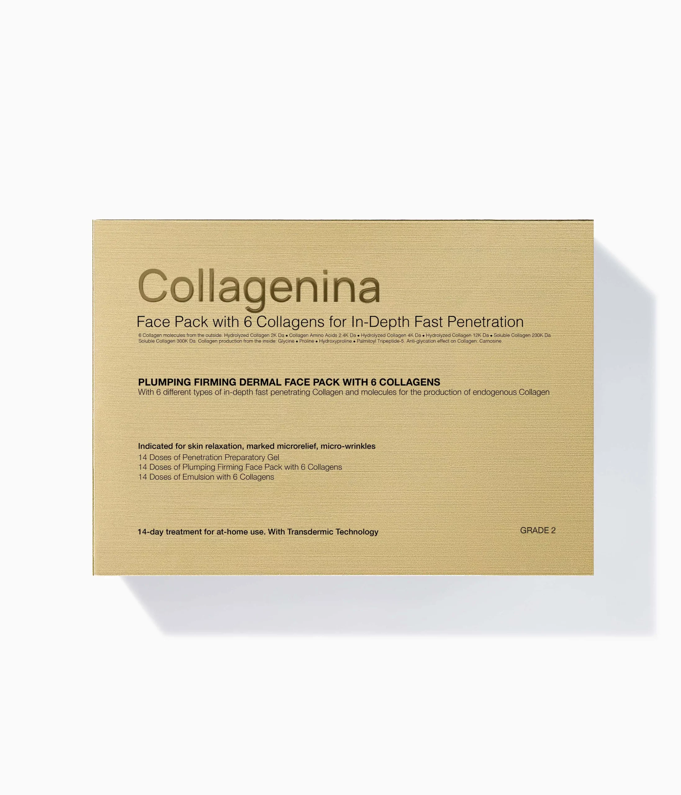 Collagenina nostiprinoša sejas maska ādas tvirtumam ar 6 veidu kolagēniem 2x30 ml, 1x50 ml, intensitāte 2