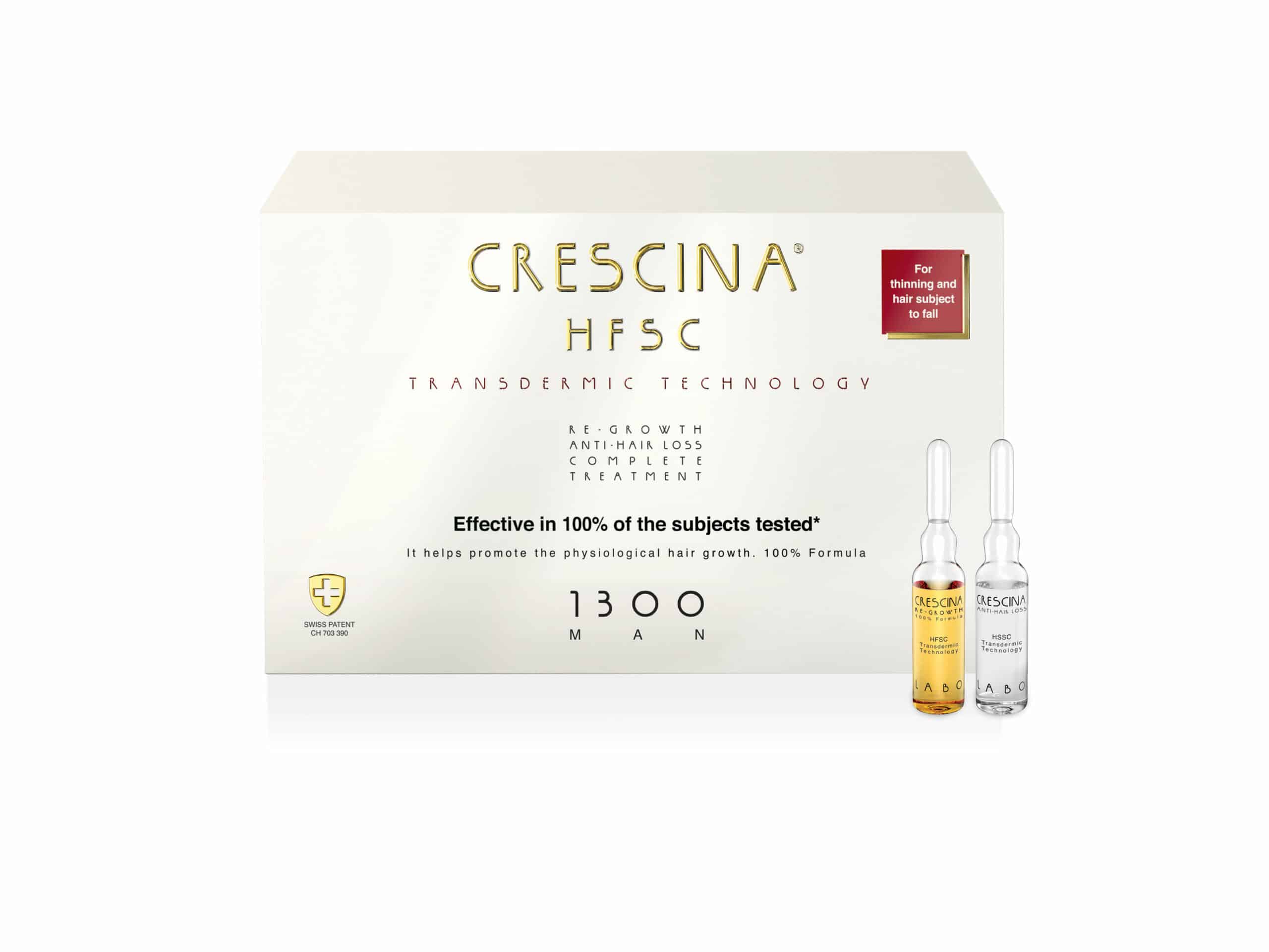 CRESCINA  TRANSDERMIC ampulu komplekss matu augšanai un pret matu izkrišanu, intensitāte 1300, N 20+20  VĪRIEŠIEM